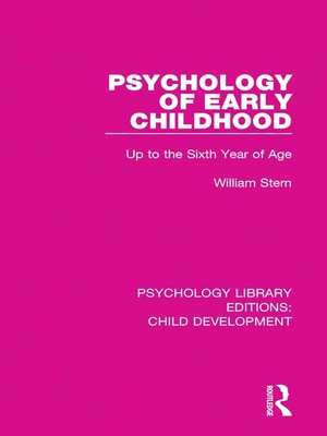 cover image of Psychology of Early Childhood
